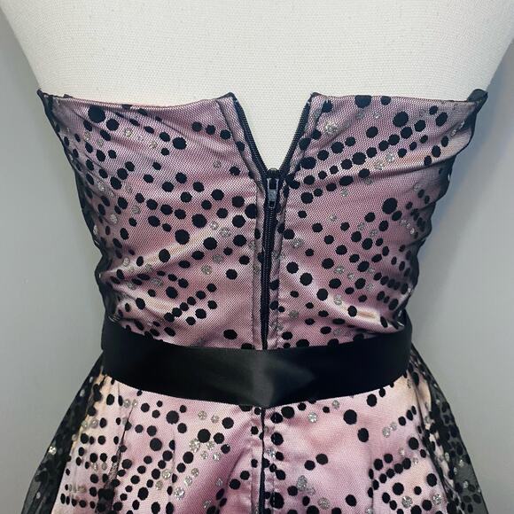 Masquerade Pink & Black Polka Dot Formal Dress - Picture 8 of 12